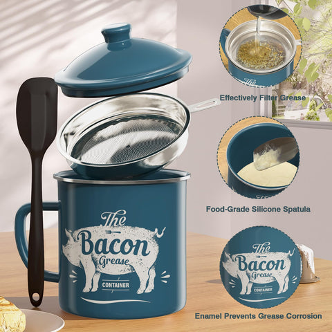 PGYARD large-capacity grease holder holds up to 46 ounces for busy kitchens.