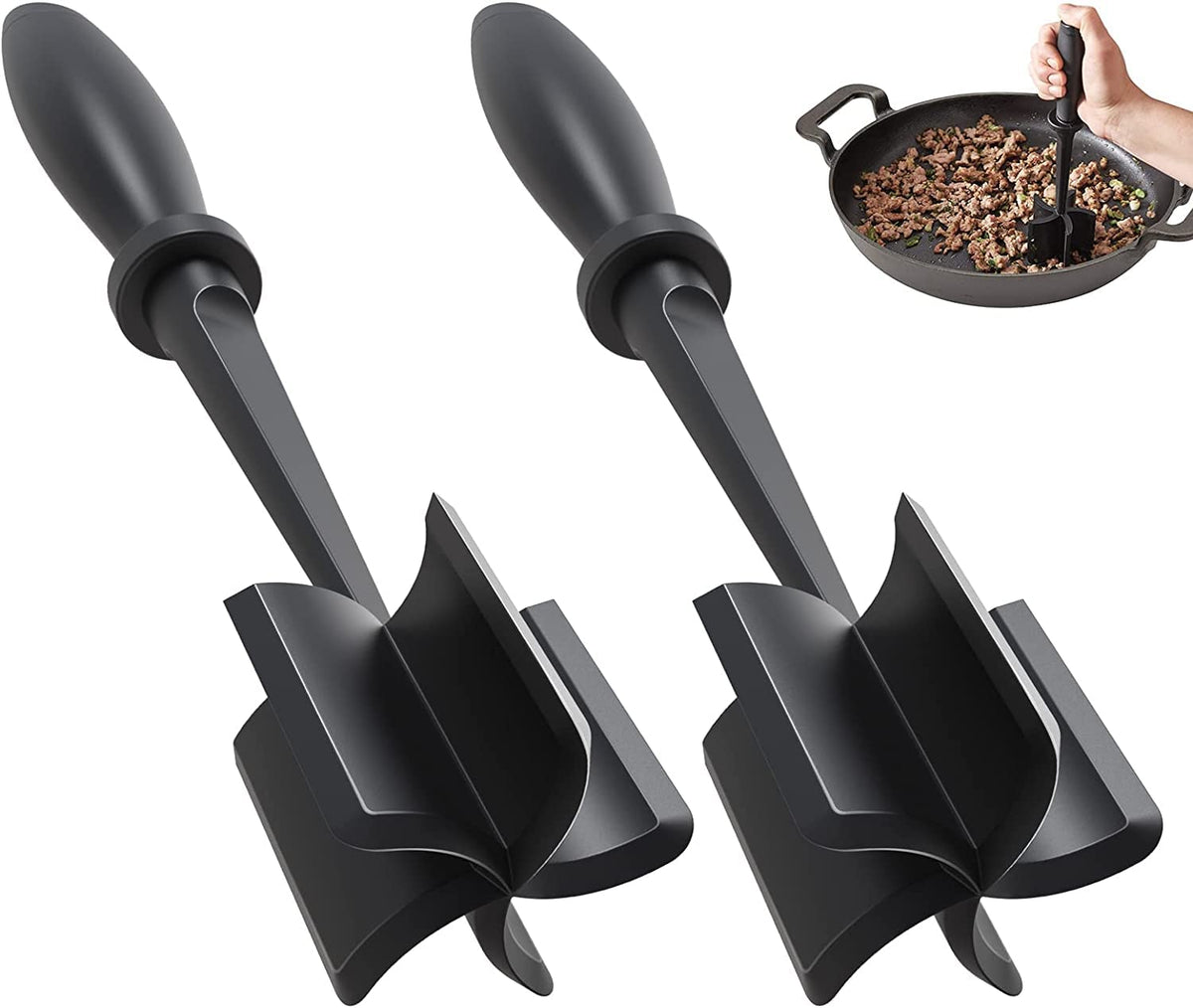 PGYARD meat chopper 2-pcs pack with ergonomic handle for quick crumbles.