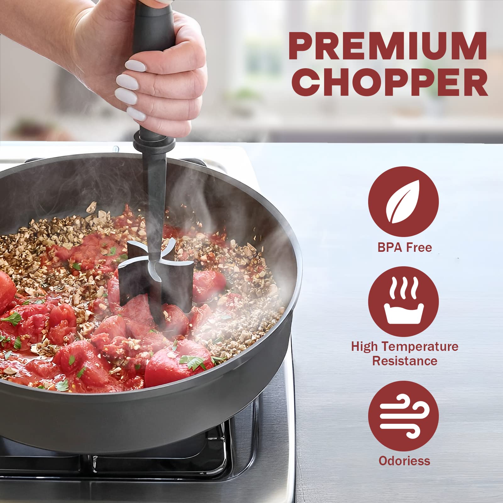 PGYARD meat chopper with non-slip ergonomic grip.