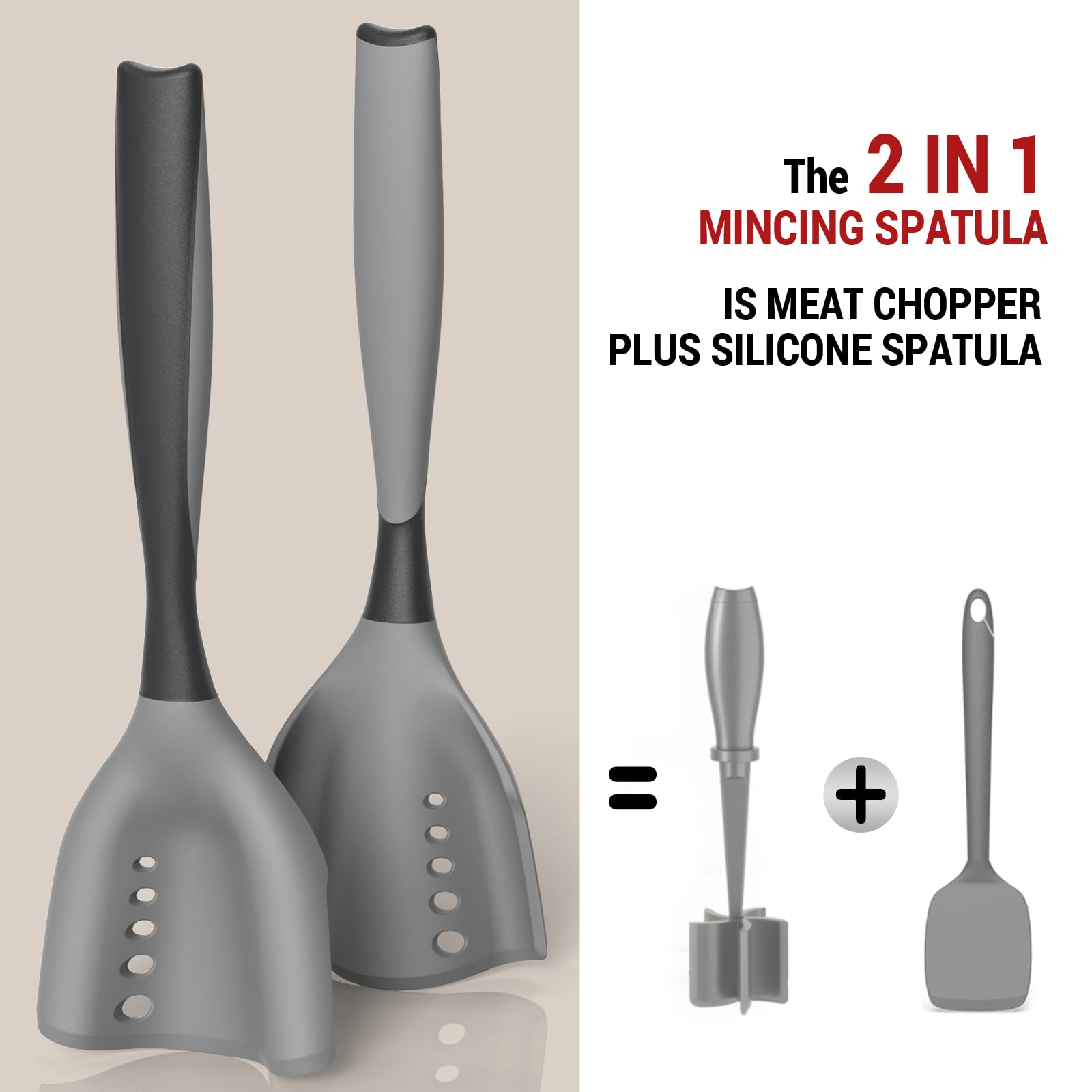 PGYARD mincing spatula meat chopper with perforated design drains oil while cooking