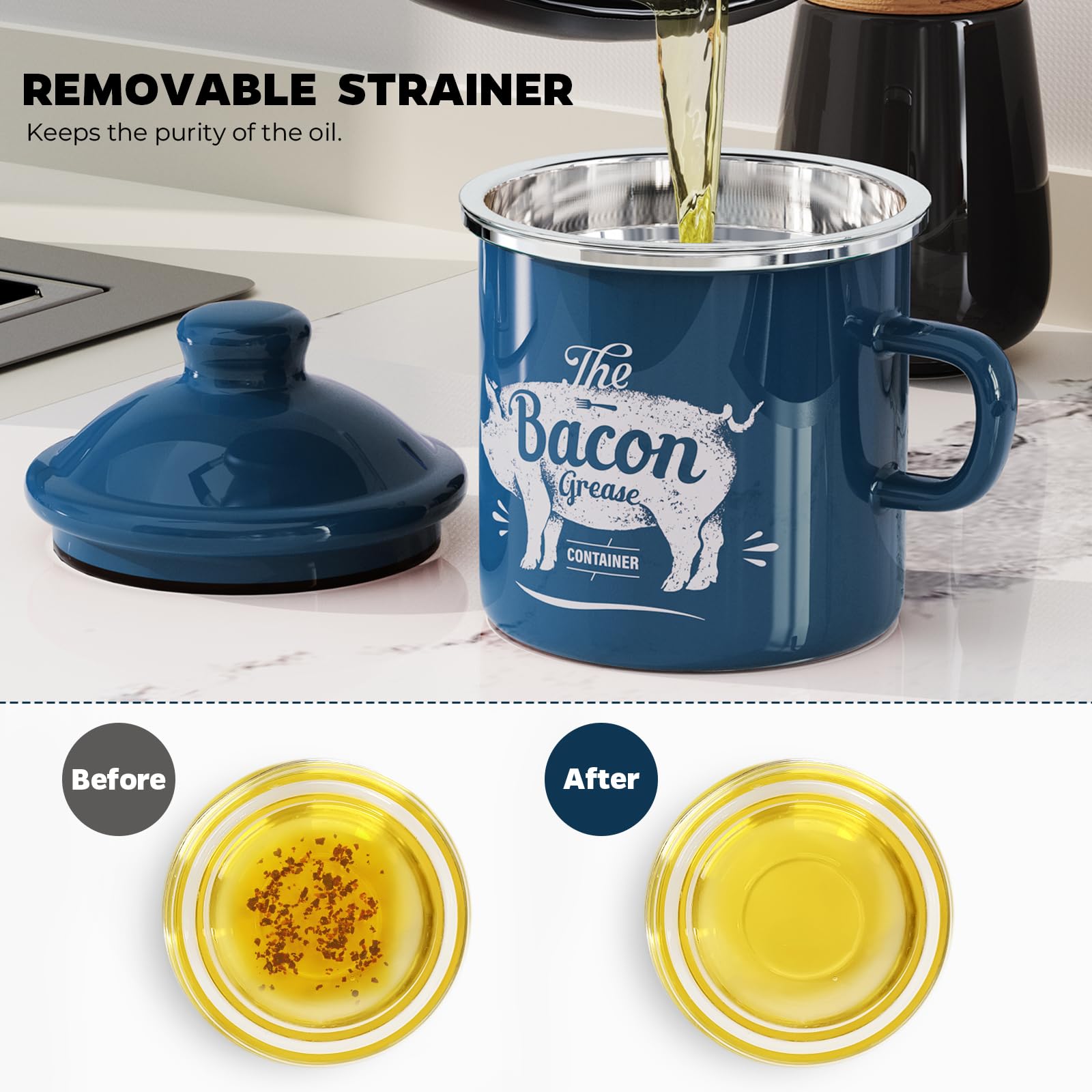 PGYARD tight-seal lid keeps odors out and grease fresh.