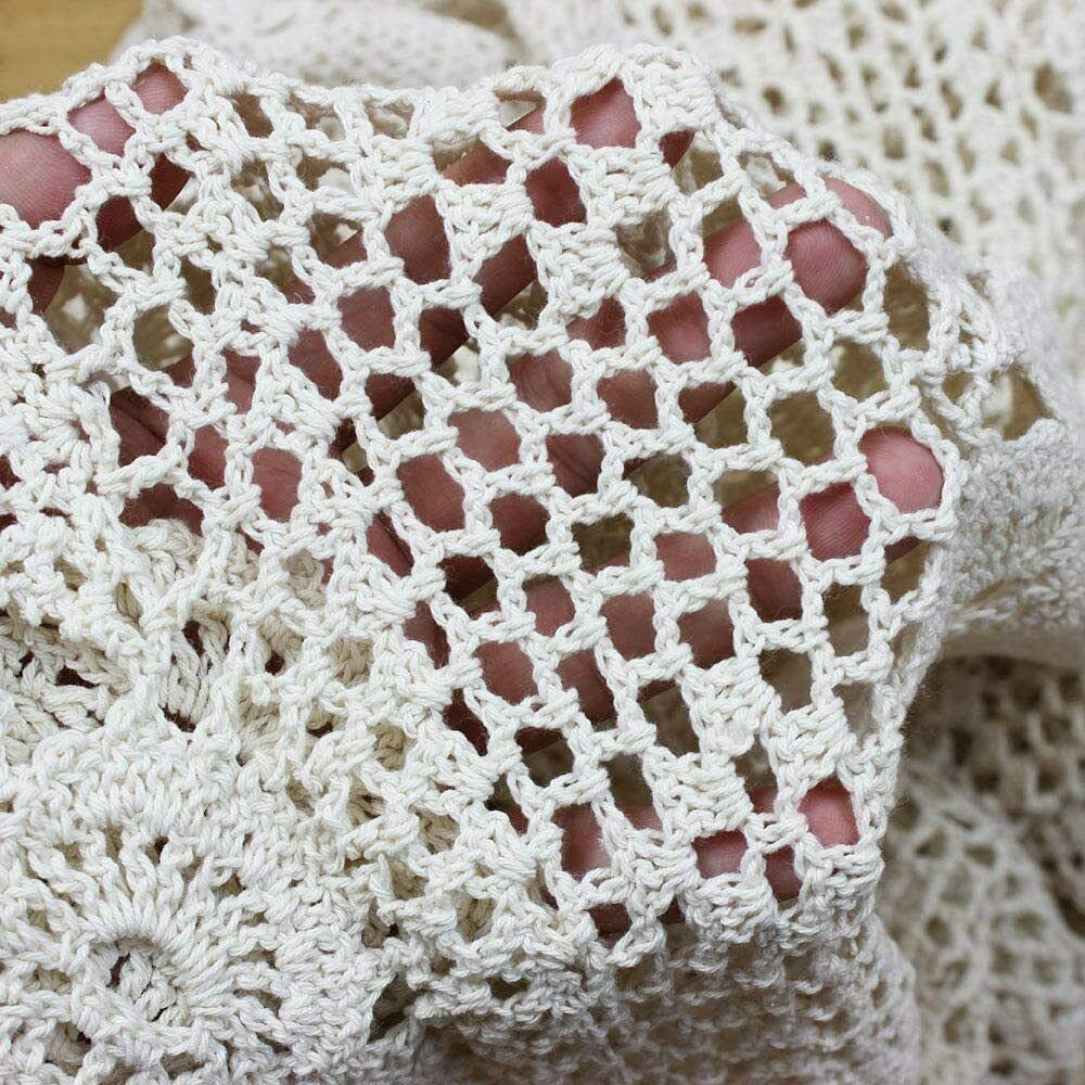 Phantomon crochet table runner edge details shown, enhances surfaces while protecting tabletops.