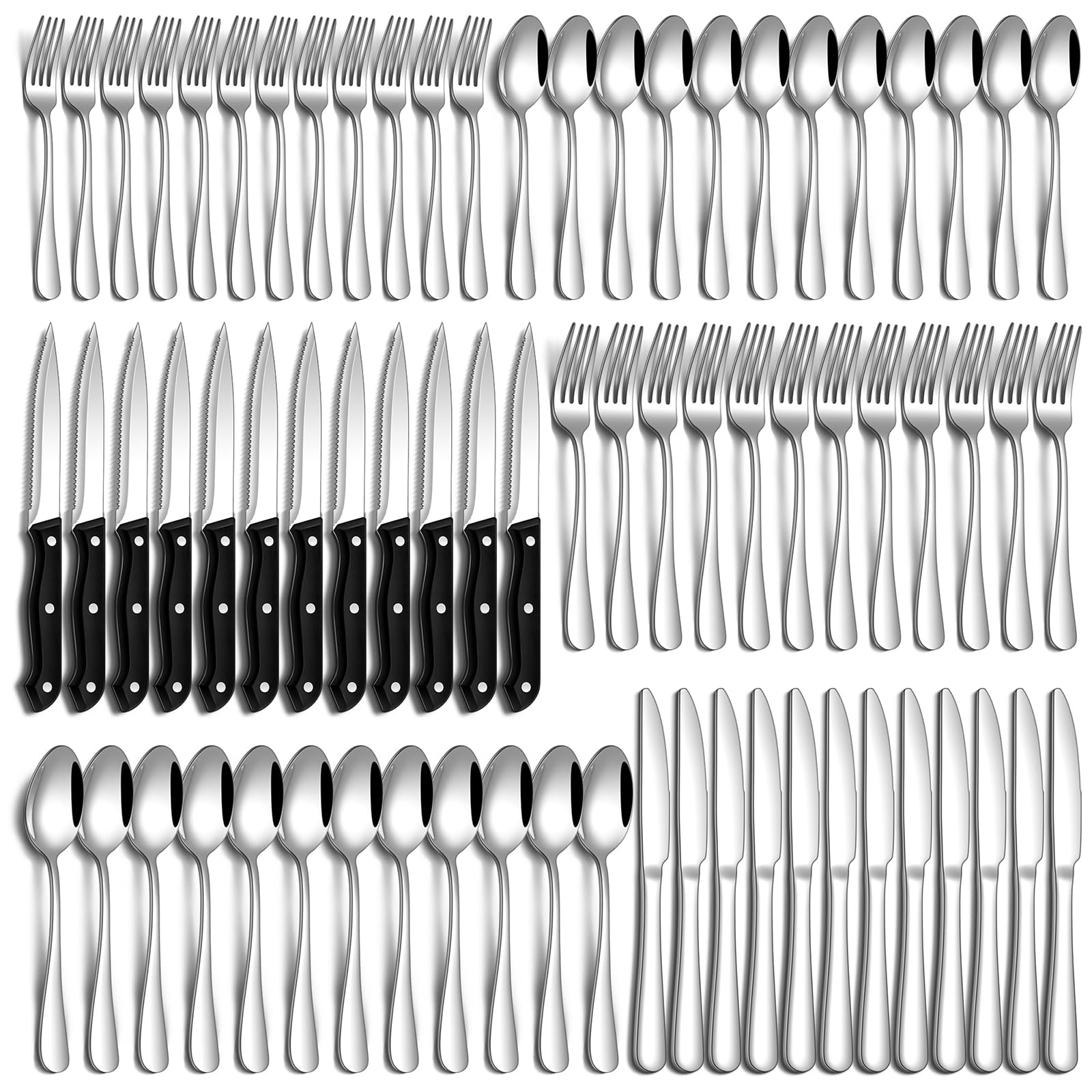 Philipala 72-piece silverware set dining forks for durable daily use
