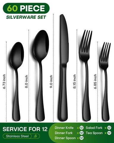 PHILIPALA black dinner fork with mirror finish, durable stainless steel