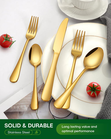 Philipala table setting with gold flatware demonstrating versatile dining setup