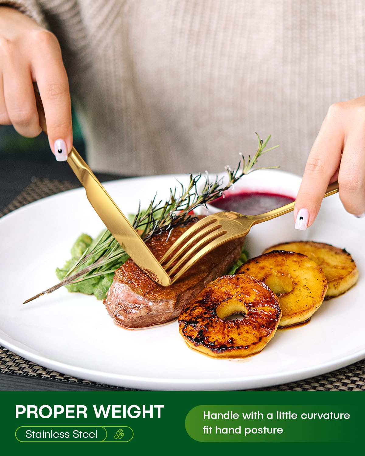Philipala ergonomic handle design shown for comfortable long meals