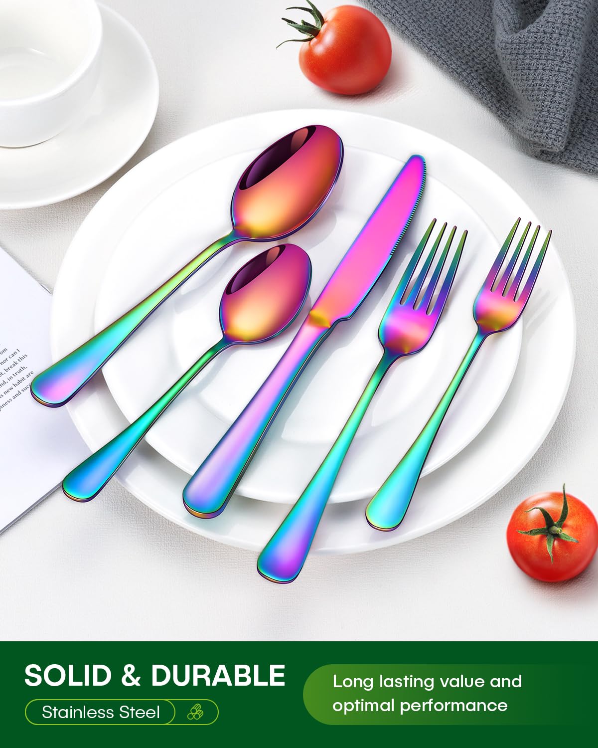 PHILIPALA rainbow silverware set ergonomic design for comfortable dining