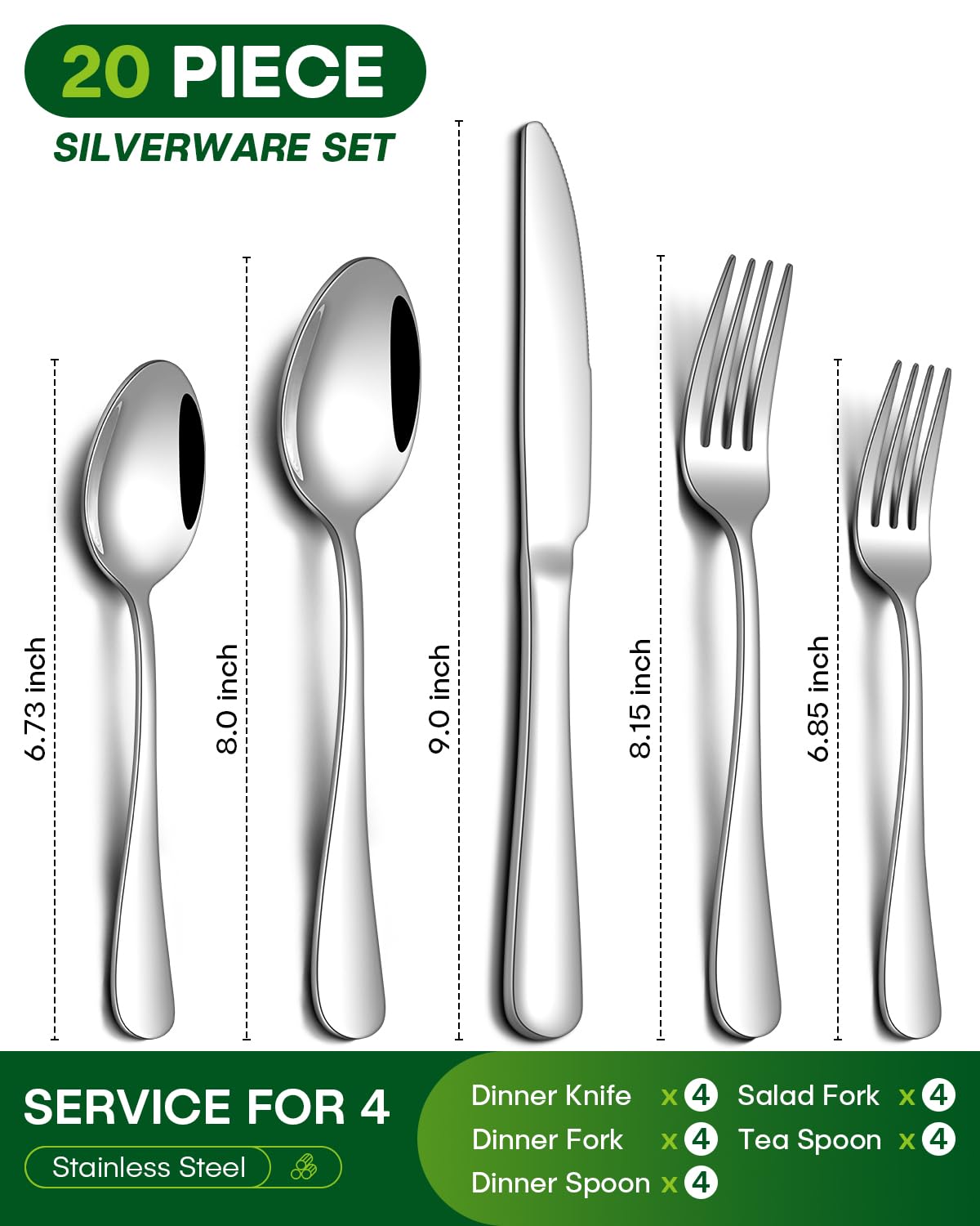 PHILIPALA stainless steel flatware showing a lasting finish and resilience.