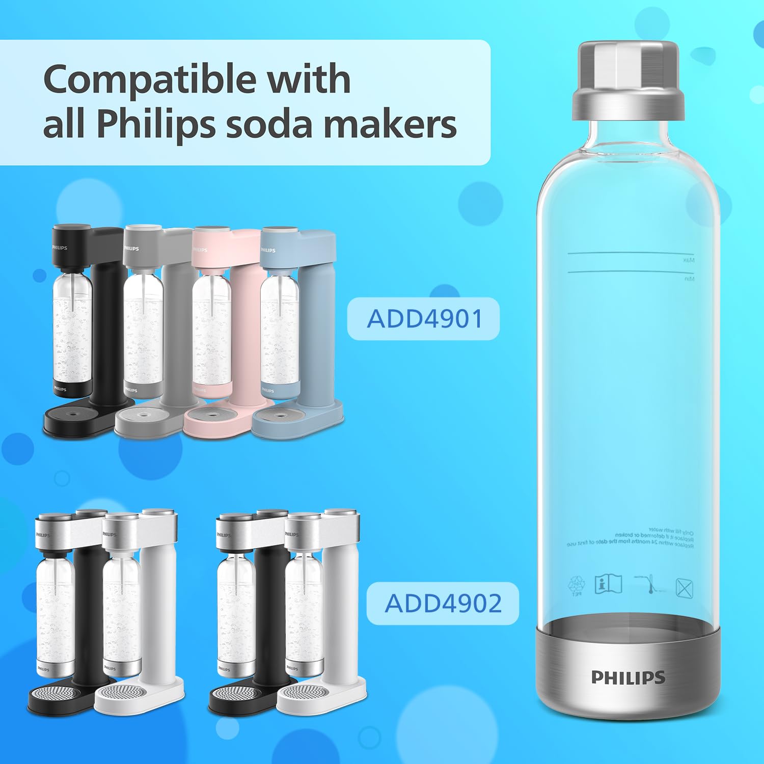 Quick-connect seal on ADD916/37 bottle preserves carbonated flavor longer