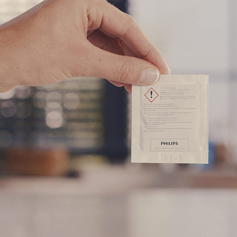 CA6705/10 sachets container keeps cleaning solution organized for monthly maintenance.