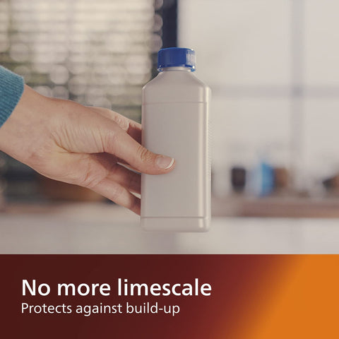 Graphic illustrating Philips descaler promoting long machine life