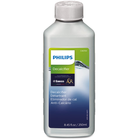 Closeup of Philips descaler label highlighting gentle formula