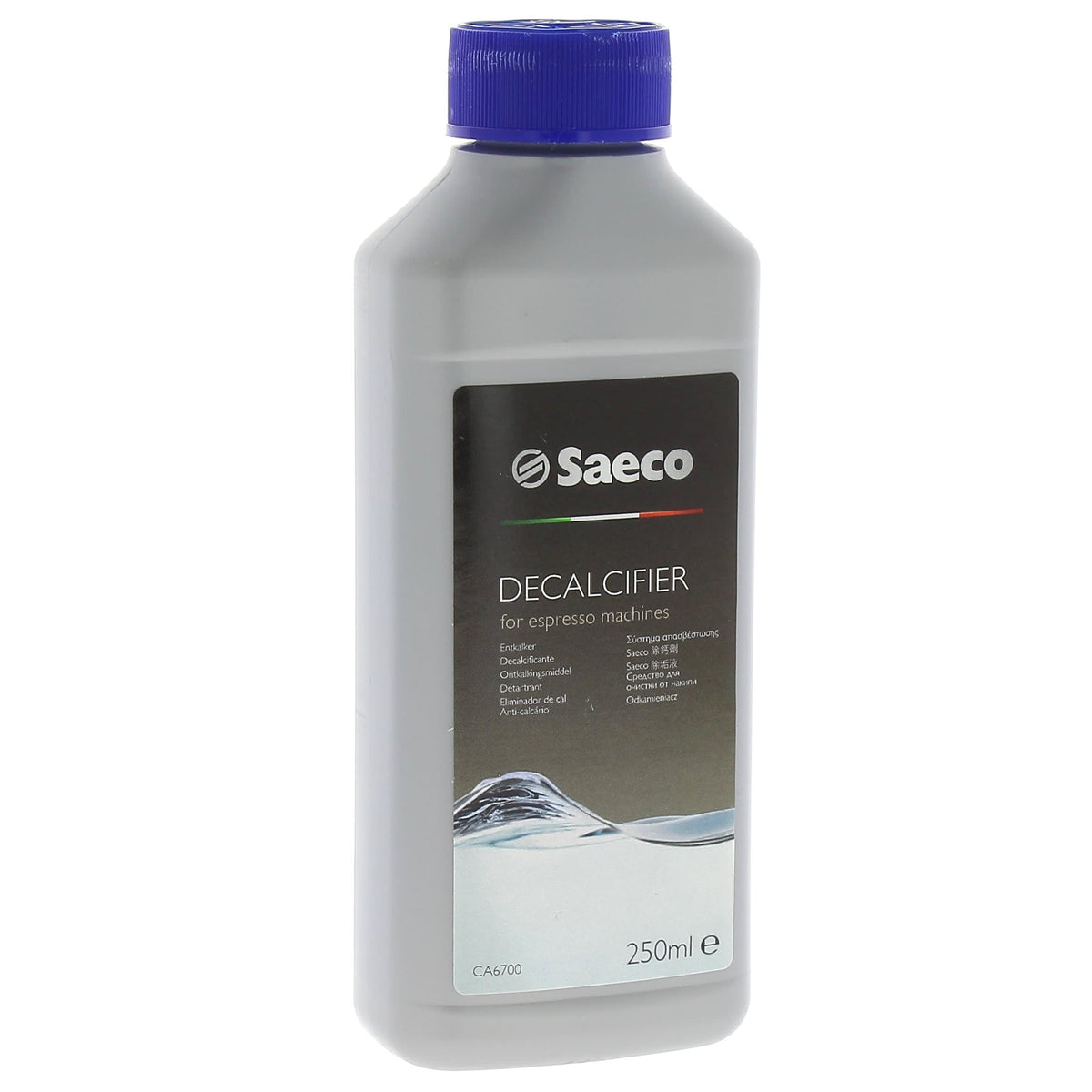 Philips Saeco descaler bottle 250 ml removes limescale to protect espresso machine.