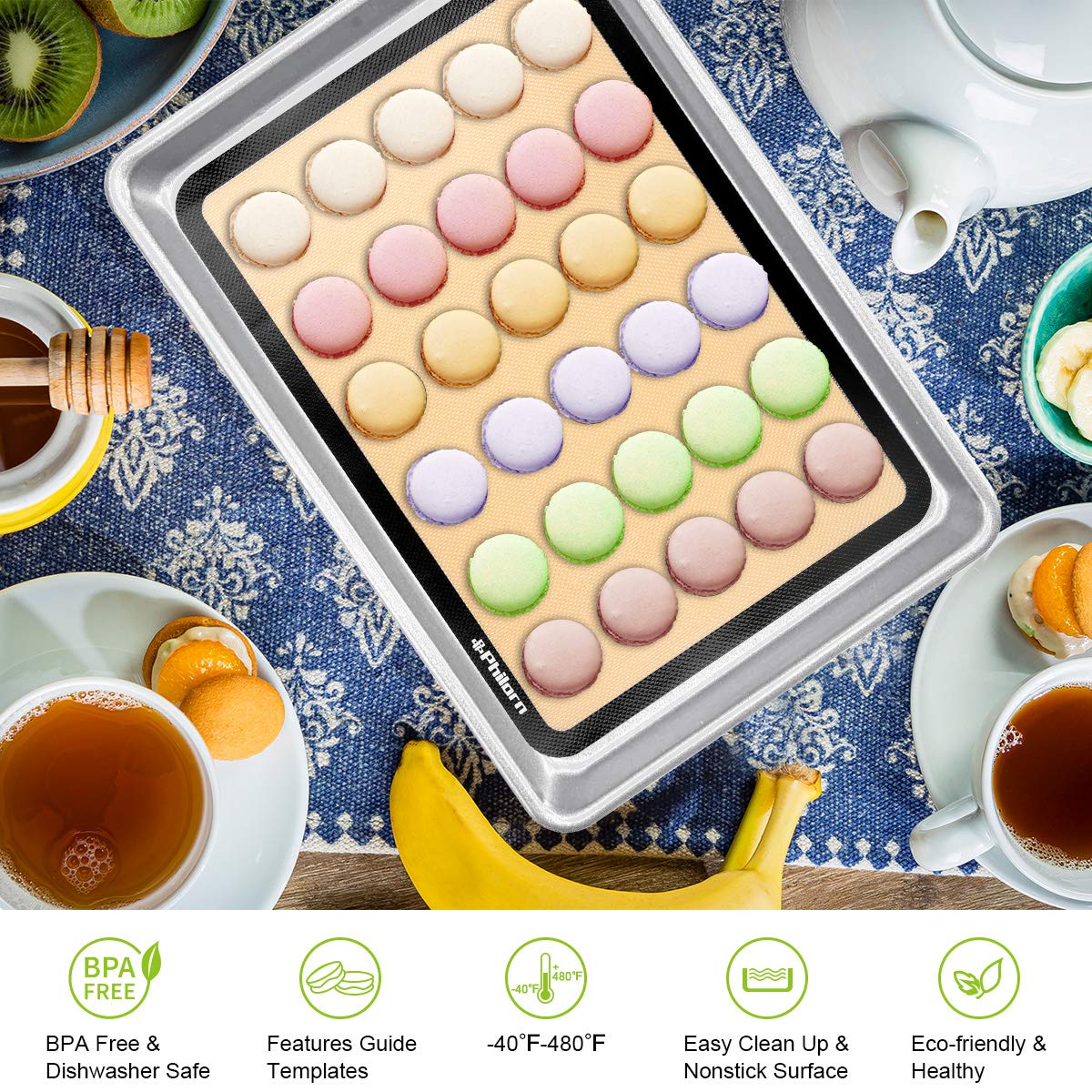 Philorn non-stick silicone surface releases dough easily without oil.