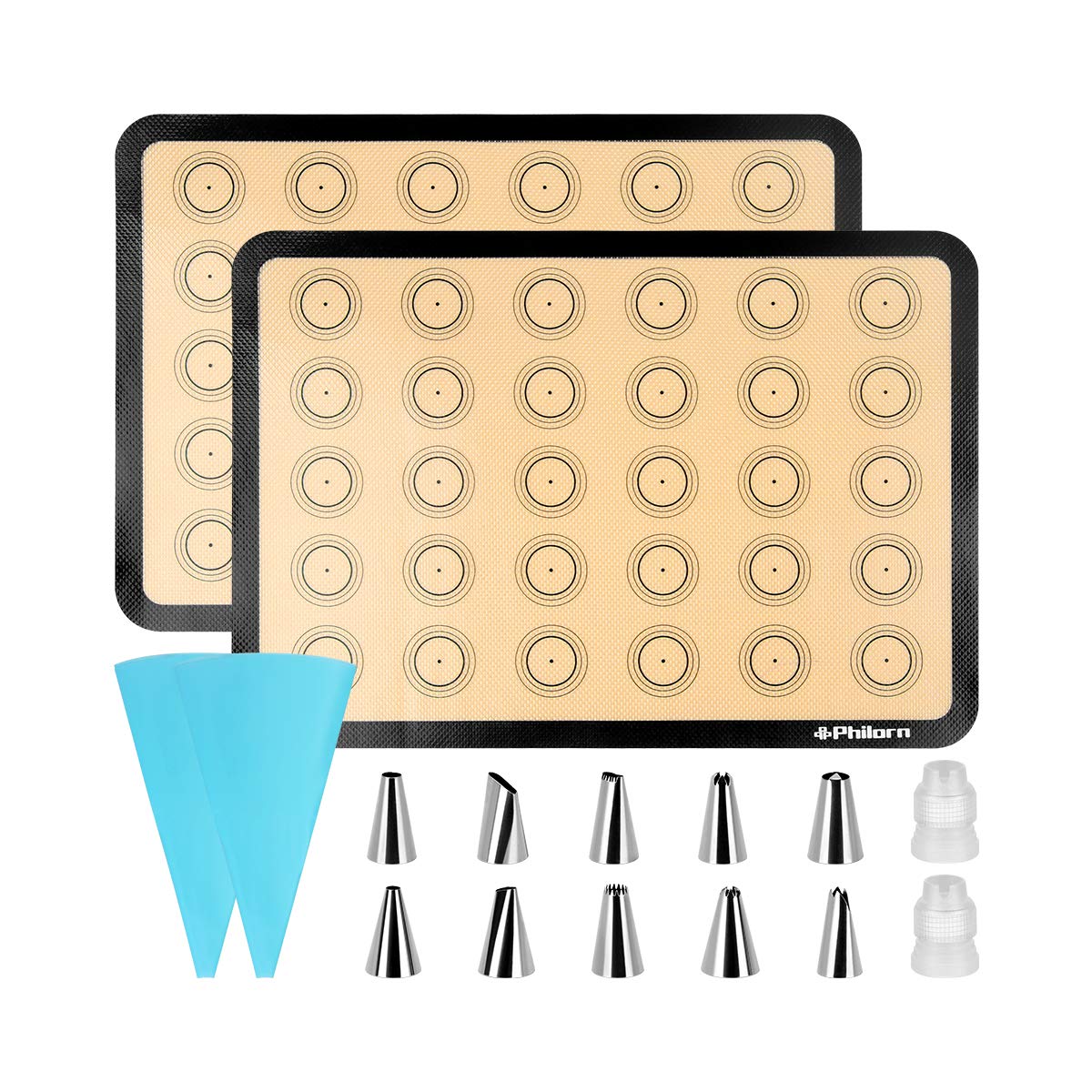 Philorn silicone baking mat set with two mats for effortless non-stick baking and cleanup.