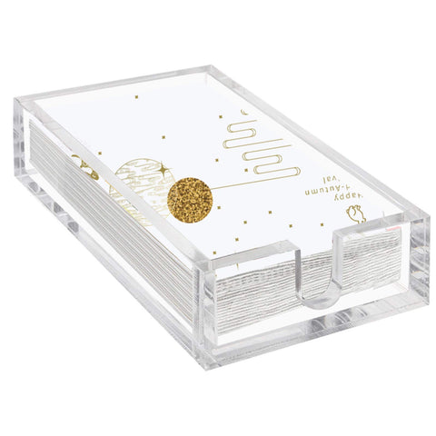 Phineoly acrylic guest towel holder in clear finish, ideal for guest bathrooms and dining tables.