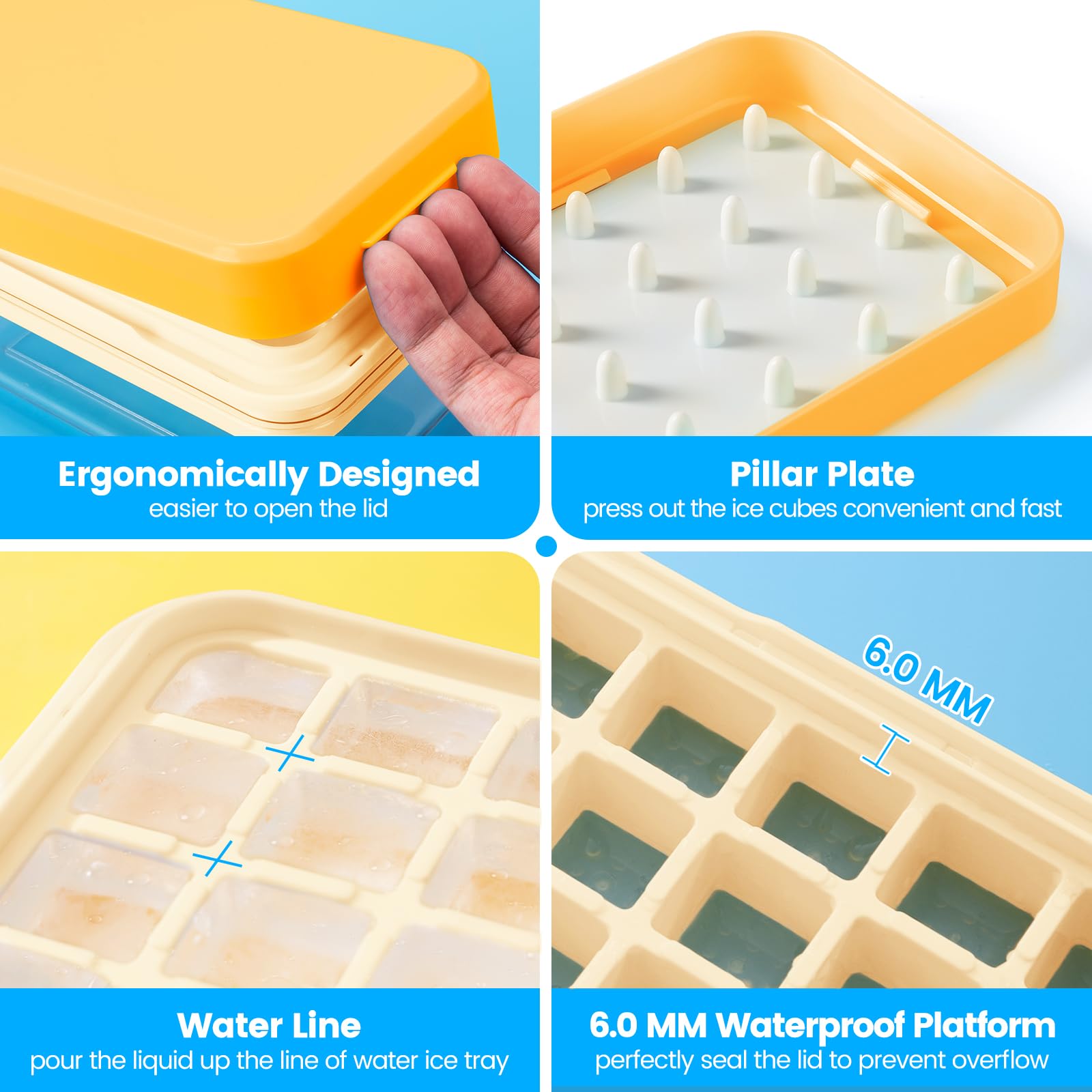 PHINOX airtight lid seal prevents odor and overflow during freezing.