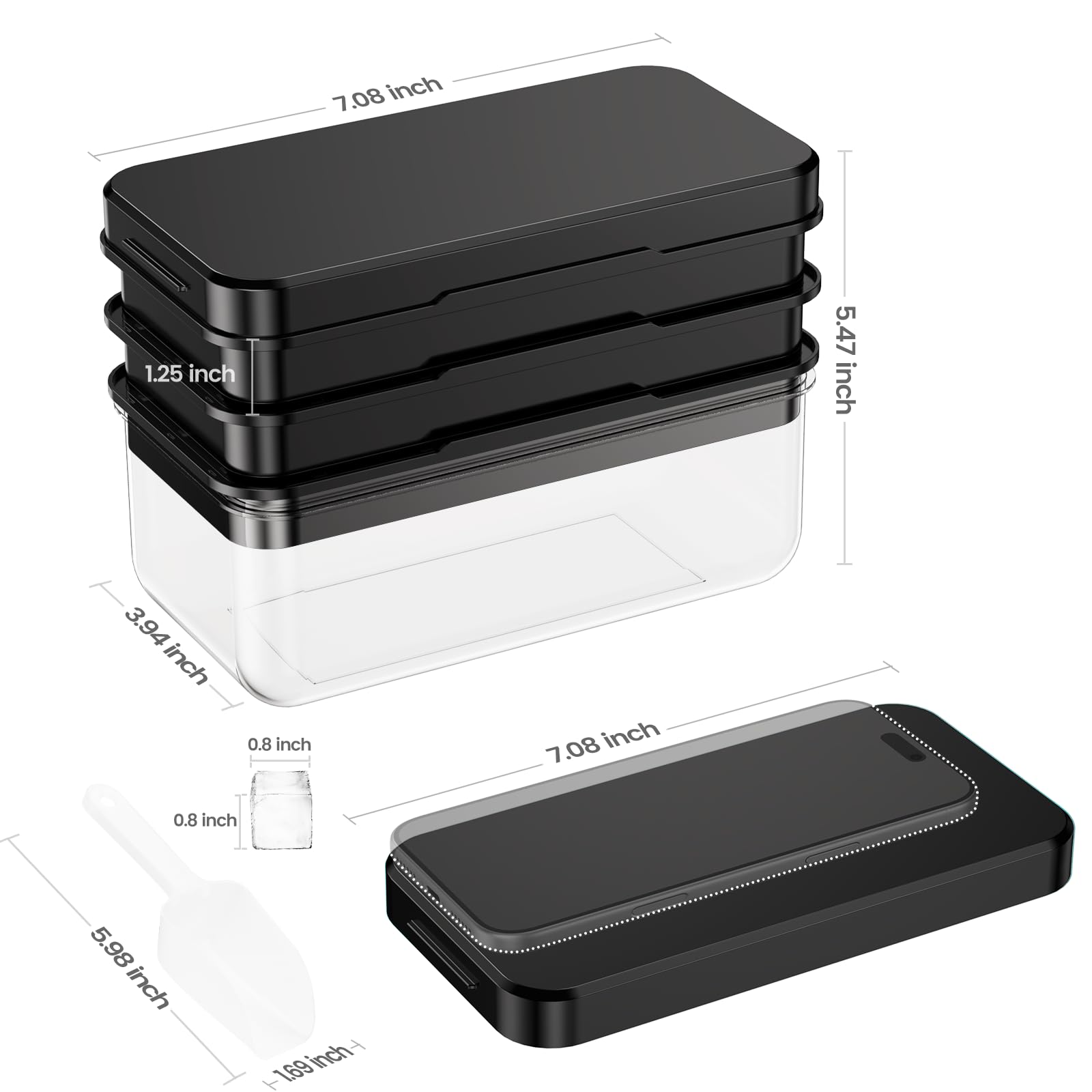 PHINOX BPA-free ice tray made from food-grade plastic.