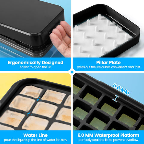 PHINOX freezer-friendly tray and bin ideal for organized ice storage.