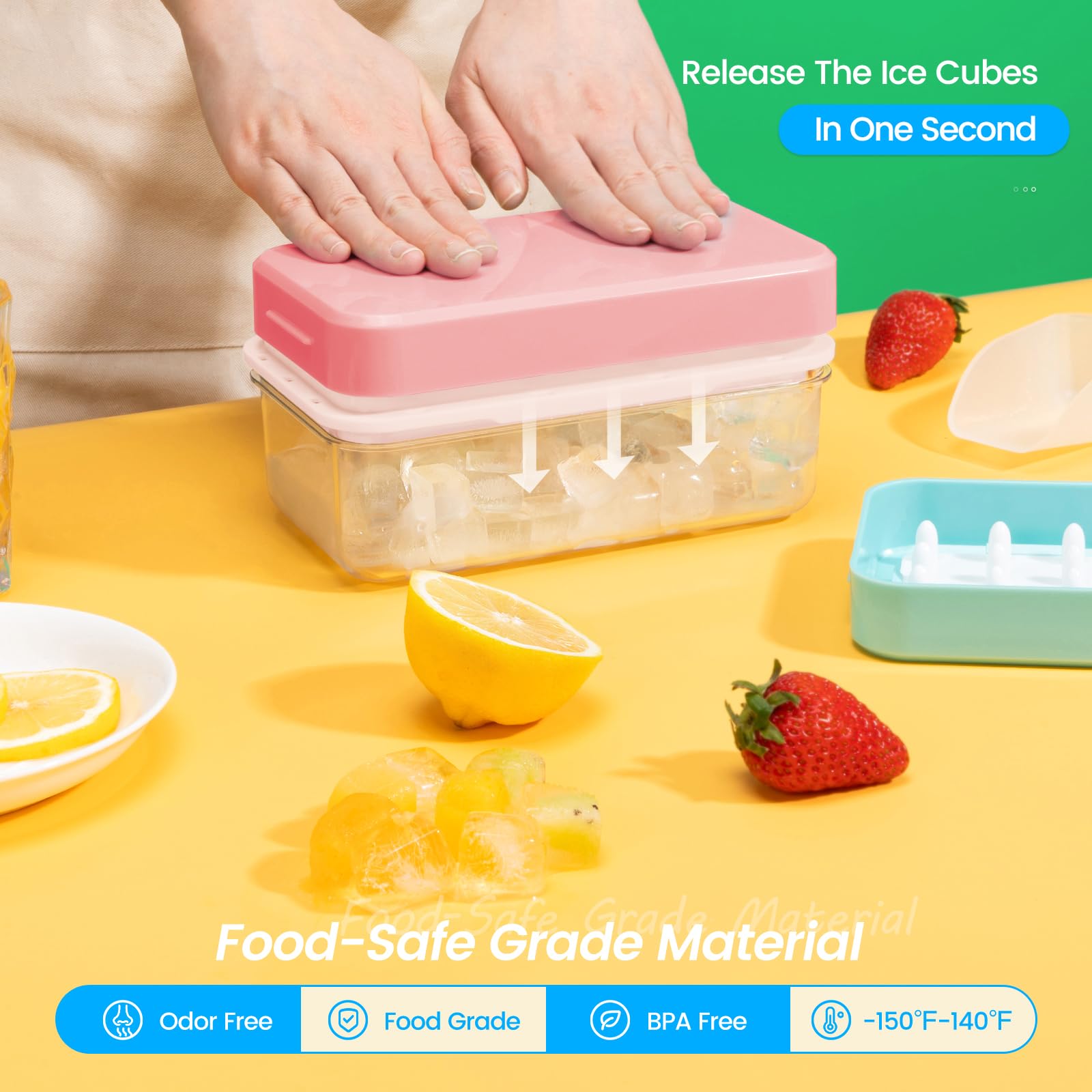 PHINOX stackable ice tray design saves space in the freezer.