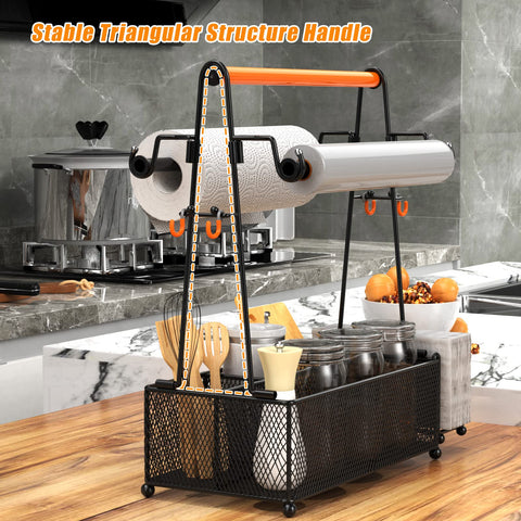 Durable mesh metal caddy for utensils and condiments outdoors