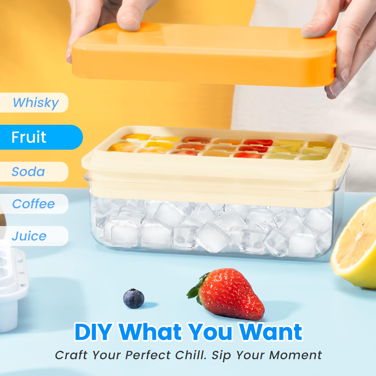 PHINOX push-release ice cubes enables quick unmolding for fast serving.