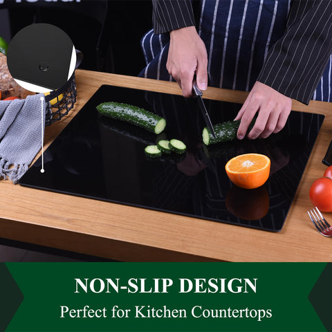 Phore cutting board with non-slip feet stays secure during prep tasks.