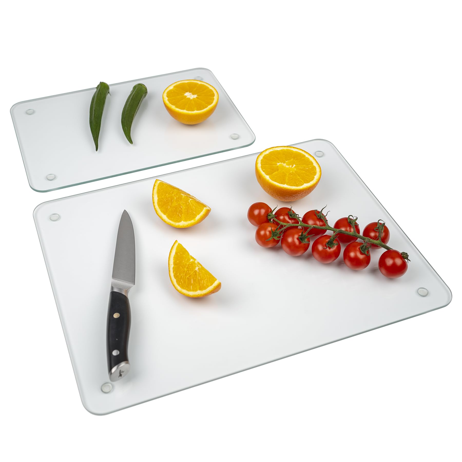 Phore tempered glass cutting board top view highlighting smooth surface for easy chopping