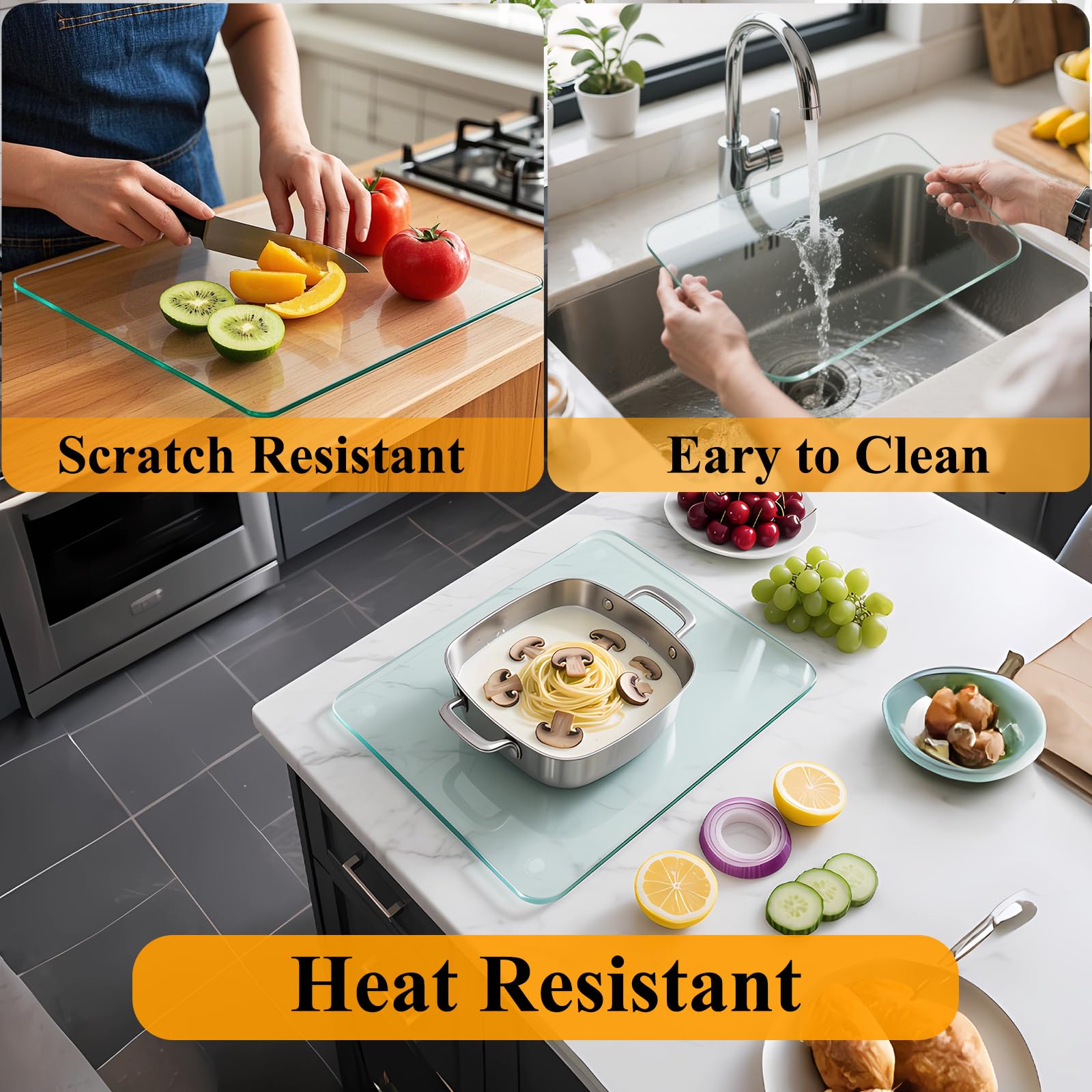 Phore glass cutting board in dishwasher demonstrates easy cleanup