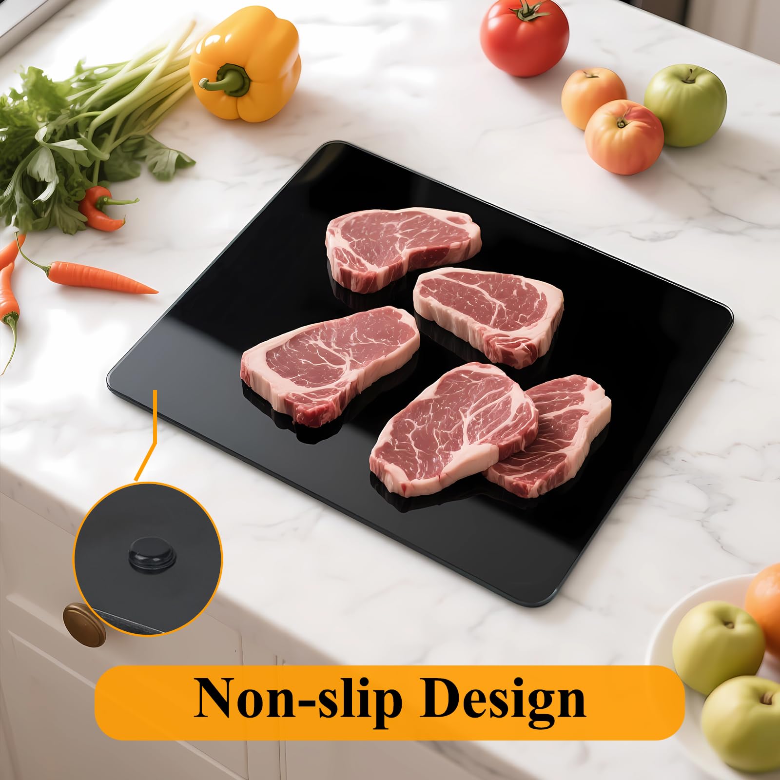 Phore glass cutting board doubles as an elegant cheese and fruit tray.