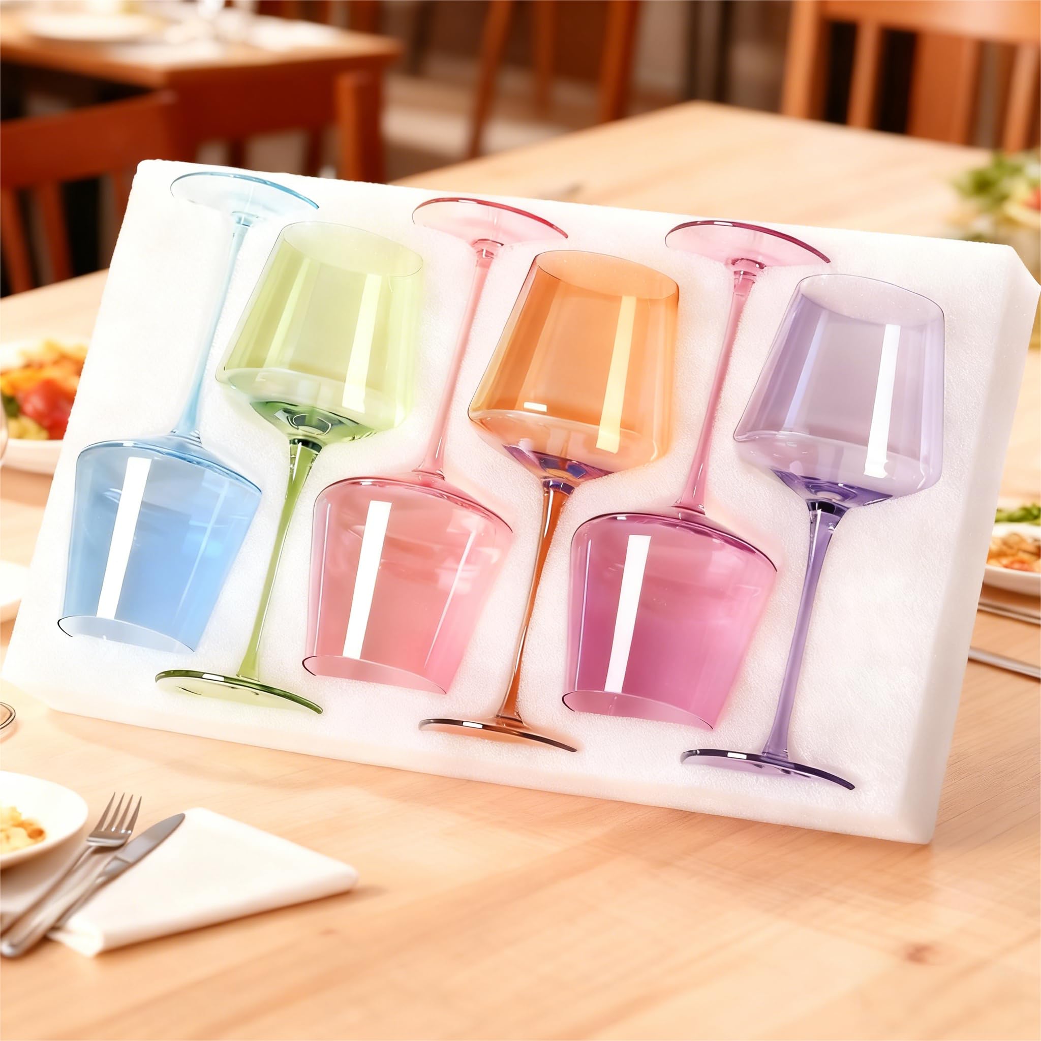 Physkoa colored wine glasses set of six, 16oz, vibrant hues for festive gatherings.