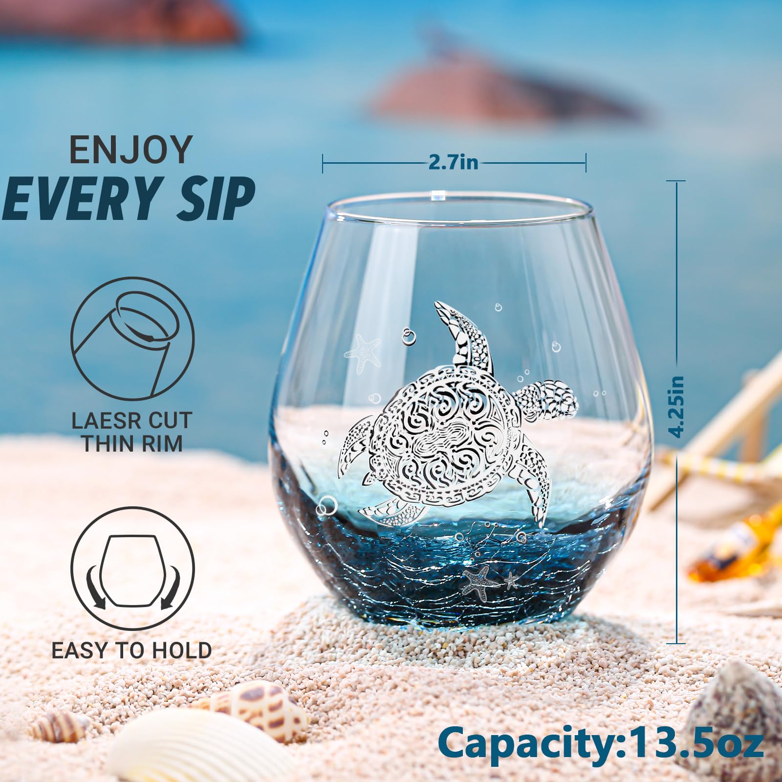 Physkoa crackle base glass showcases a durable stemless silhouette for cocktails.