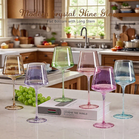 Physkoa flat-bottom wine glass offers stability for daily use.