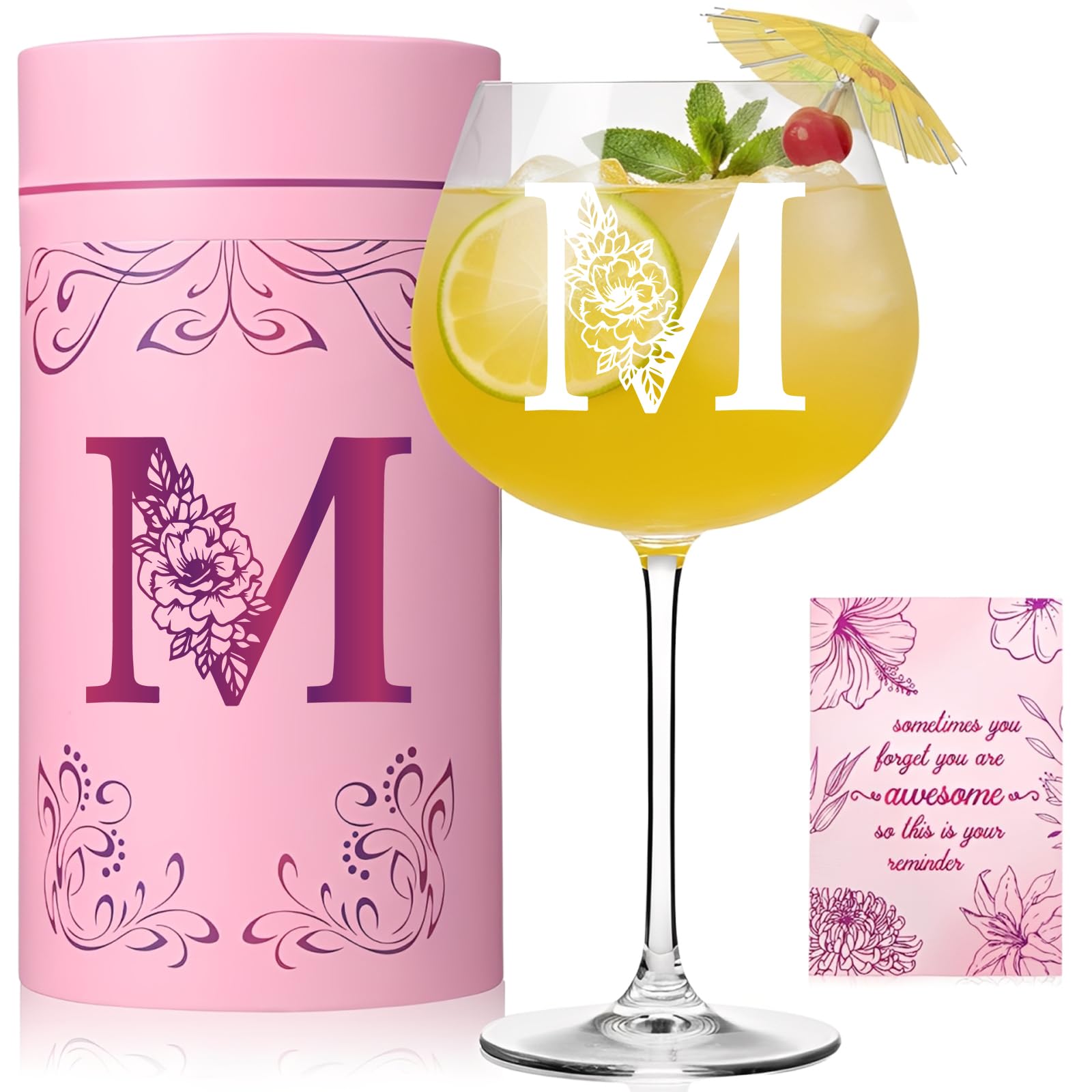 Physkoa initial wine glass 20 oz with monogram, ideal for gifting.