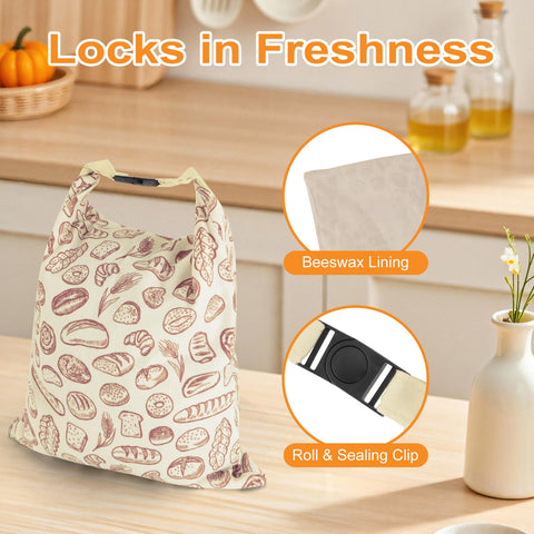 PICcircuit beeswax bread bag buckle closure highlights secure transport.
