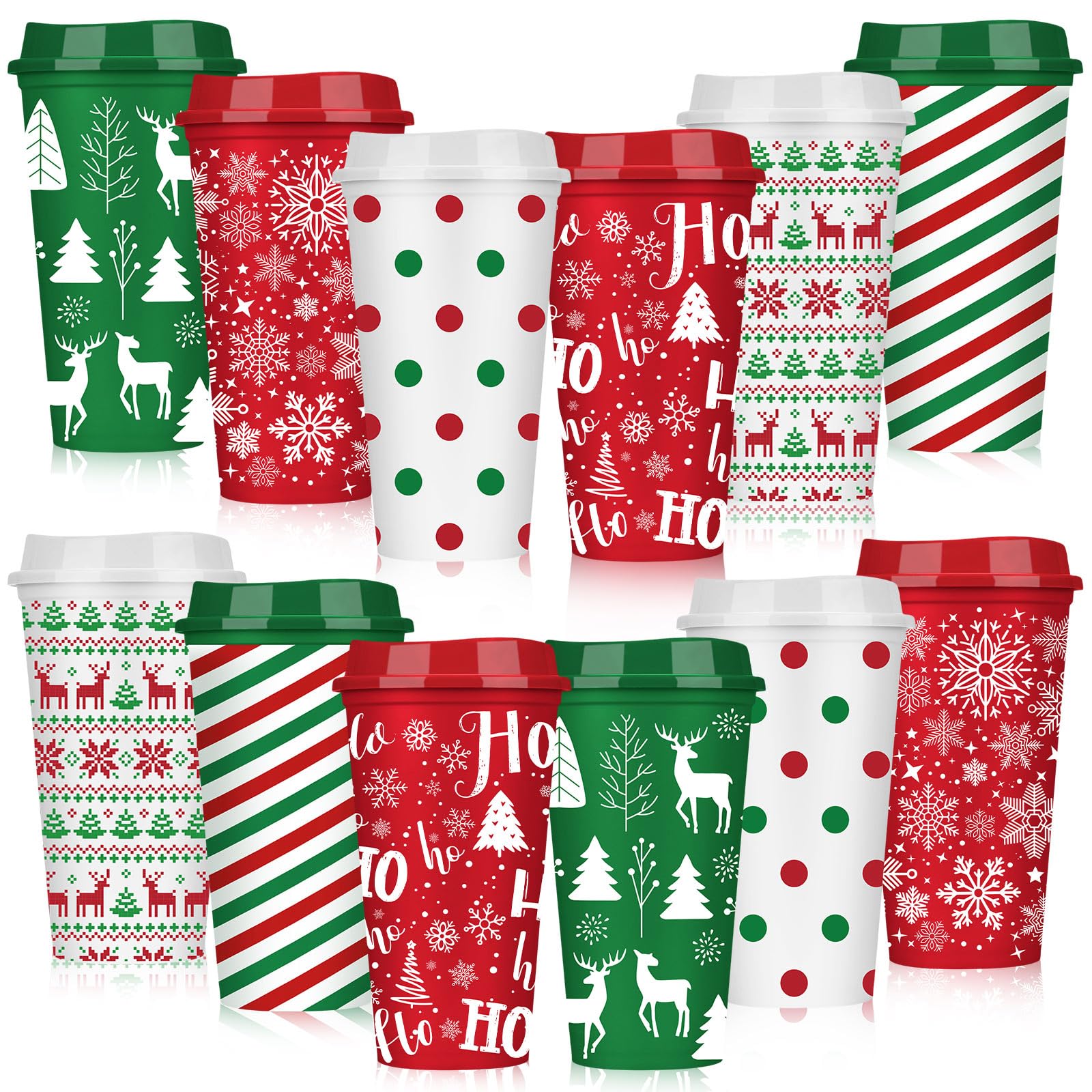 Pickmesh Christmas coffee cups 16oz set showcase festive patterns for gifting and daily use