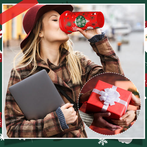 Pickmesh Christmas tumblers with vented lid to prevent spills during drinks.