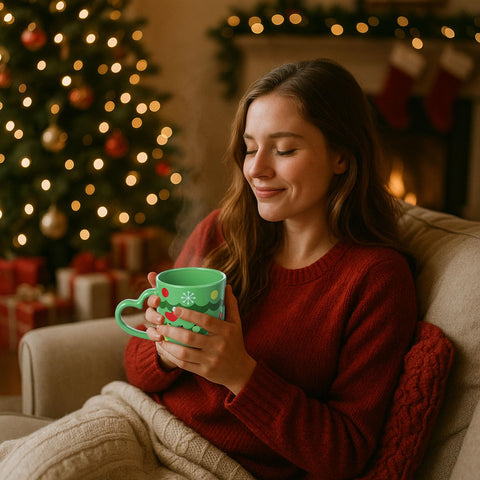 Pickmesh gingerbread mug details, warm holiday vibes for cocoa