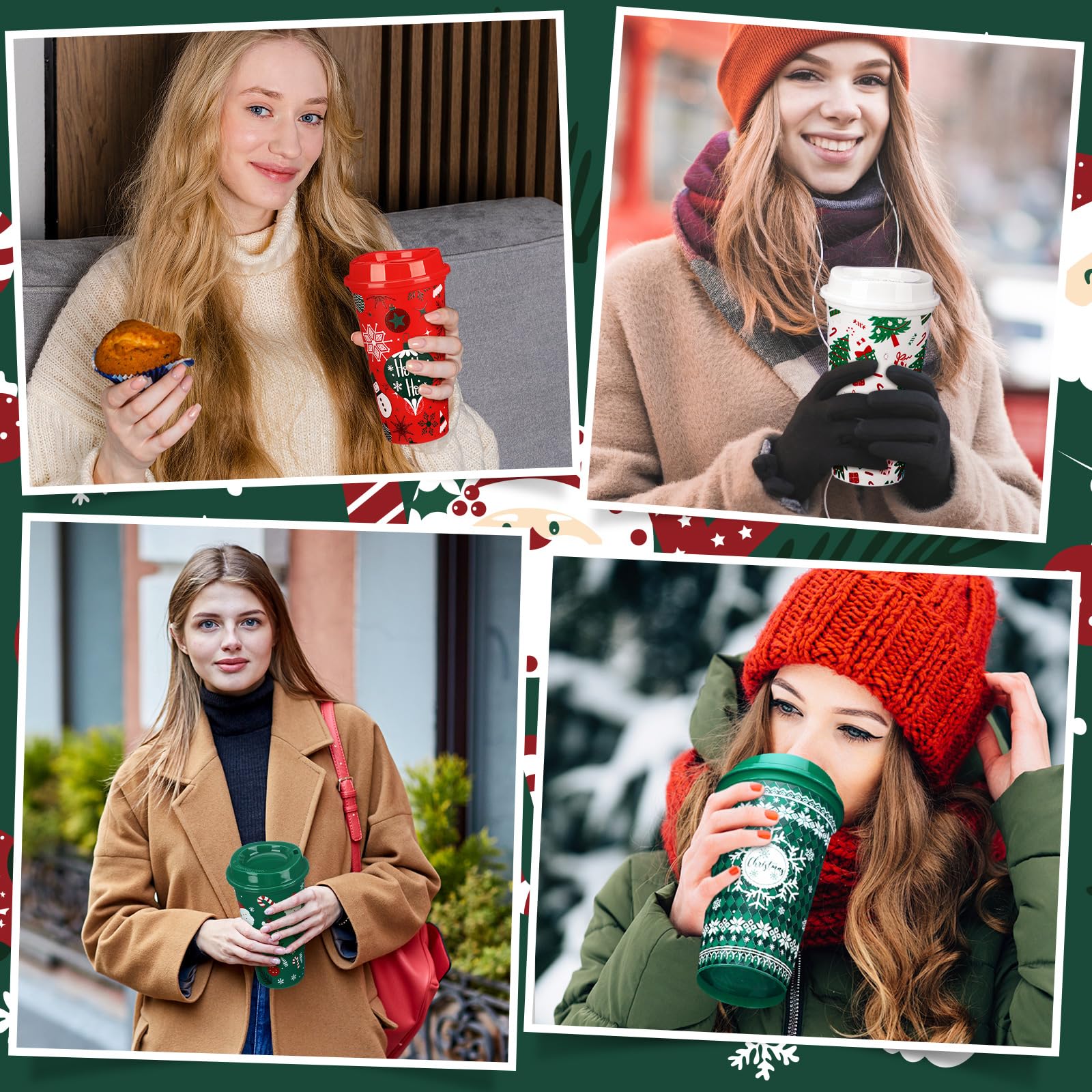 Pickmesh reusable cups featuring holiday designs, a charming gift or hostess option.