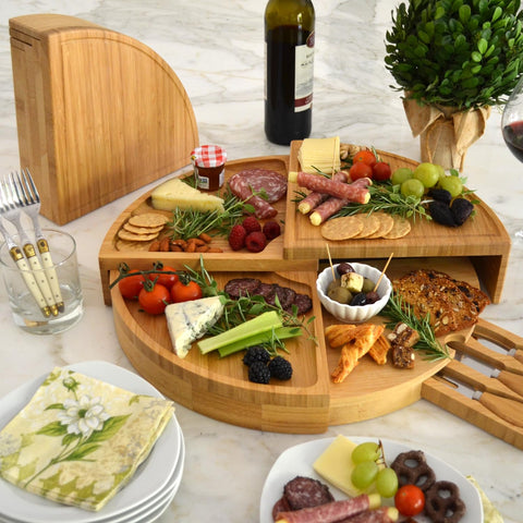 Picnic at Ascot cheese knife set close-up included with the board.
