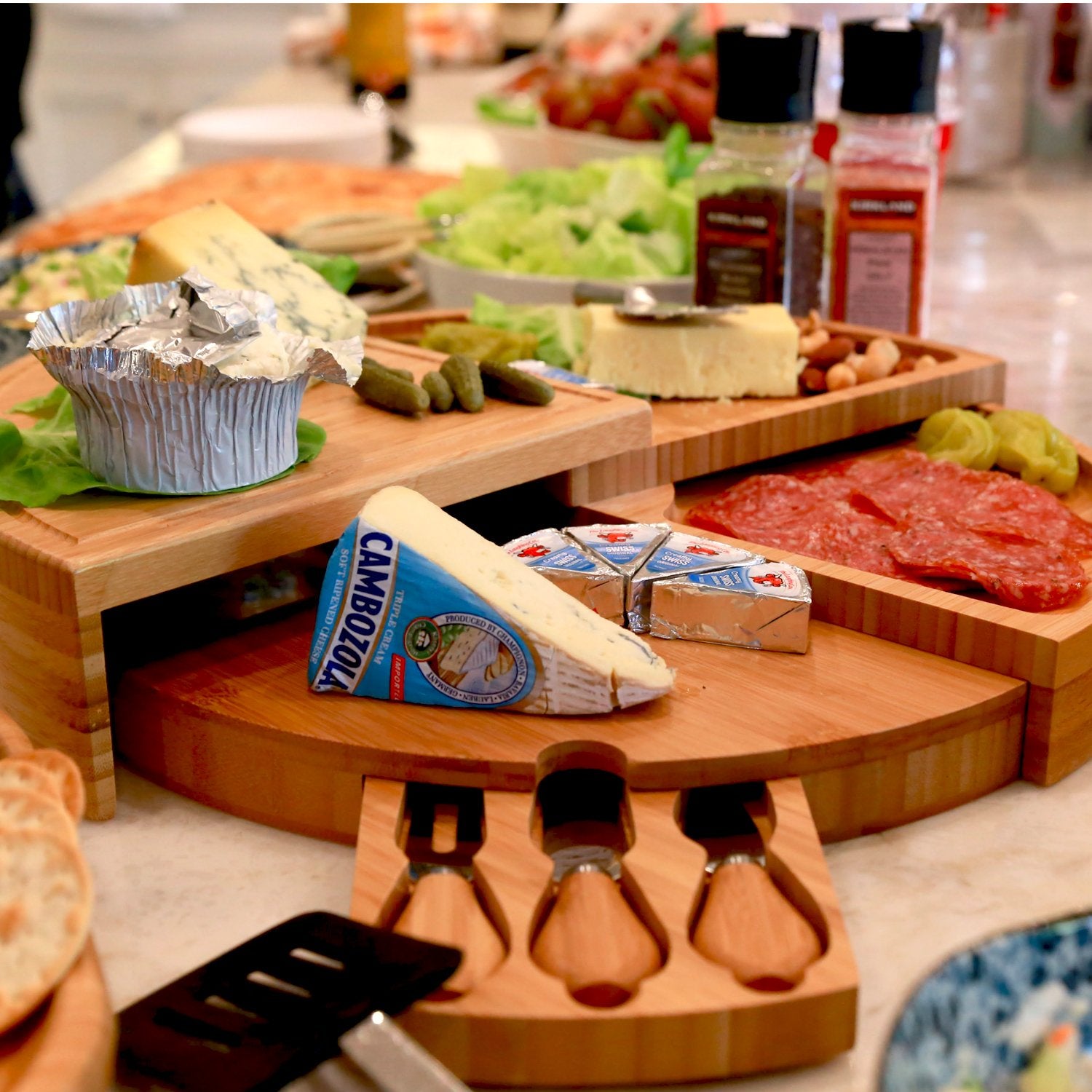 Picnic at Ascot table setting featuring the bamboo board for elegant entertaining.