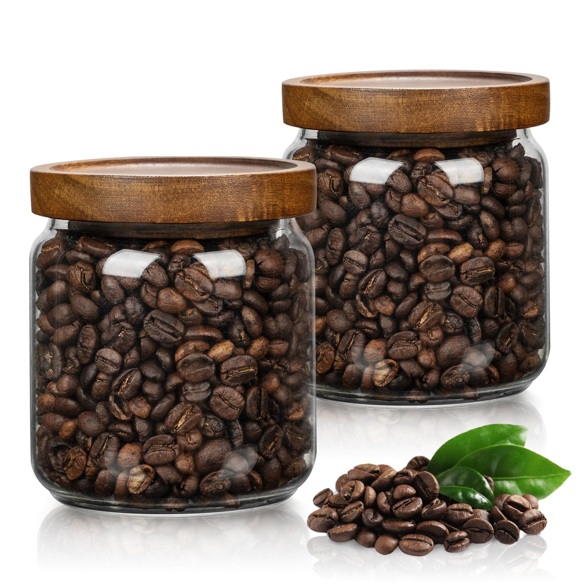piconesper 2-piece glass storage jars with wide mouth for easy filling