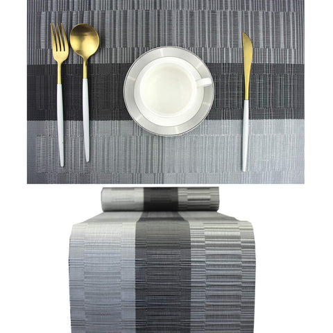 PIGCHCY elegant placemats in black with a classic weave for everyday dining protection.