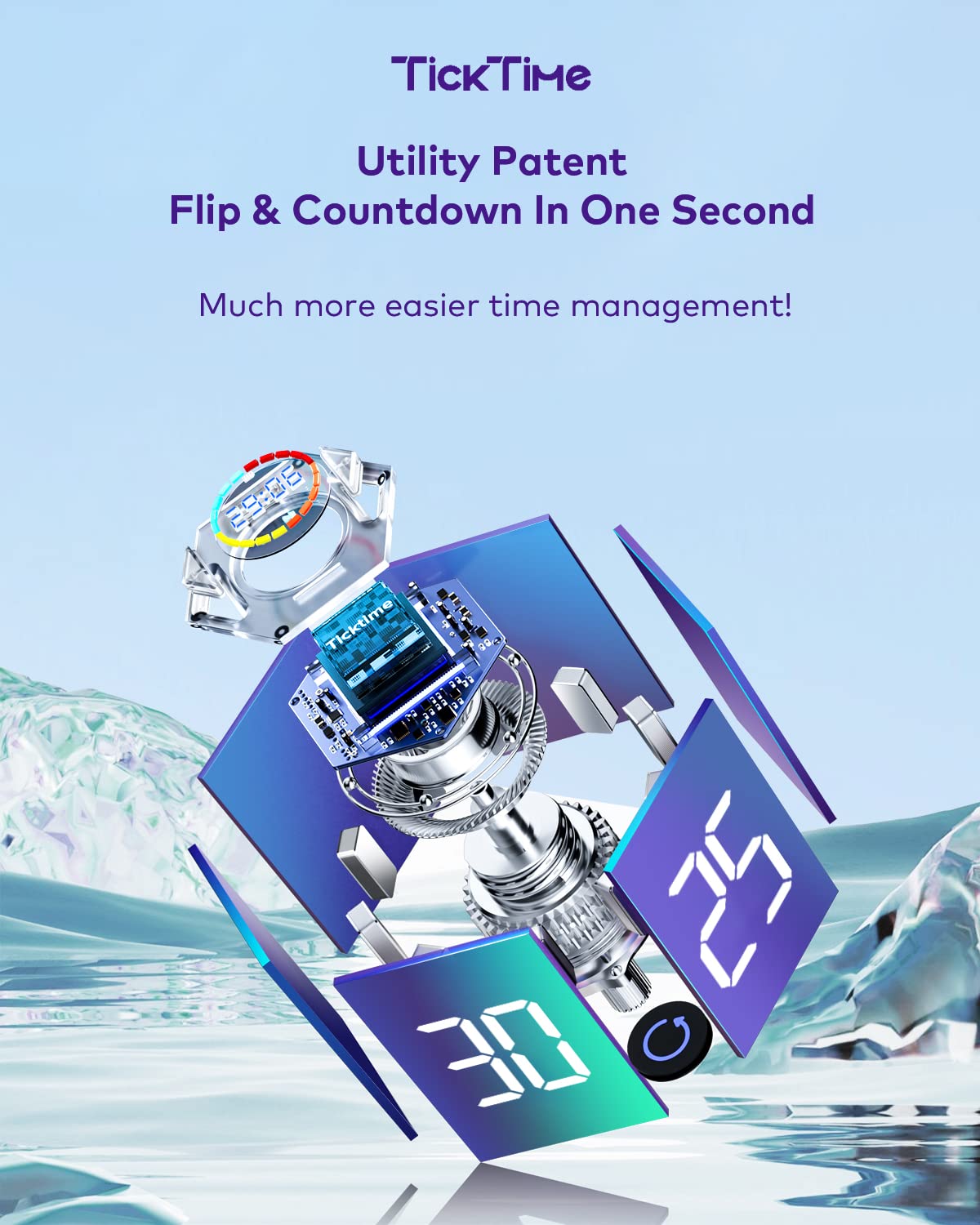 PIHEN Ticktime timer magnetic back sticks to metal surfaces for hands-free use.