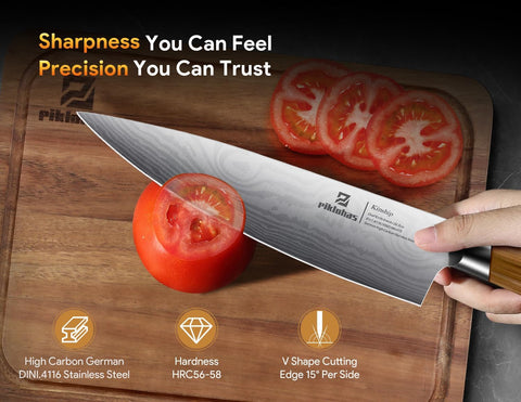 Piklohas acacia wood magnetic holder keeps knives secure and accessible.