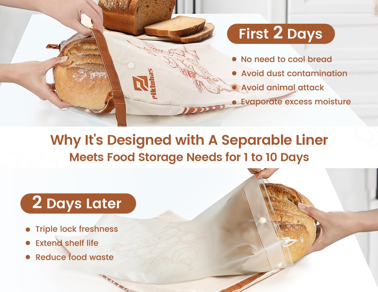 Piklohas triple-lock freshness keeps bread protected from moisture.