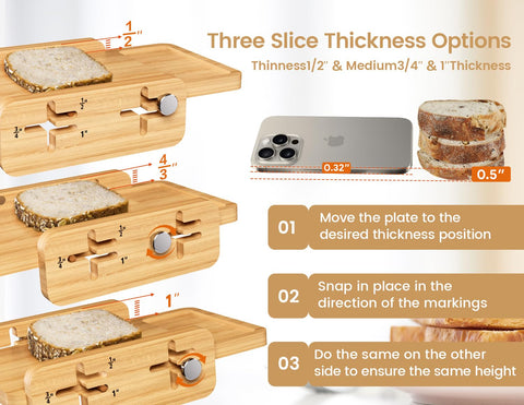 Piklohas Bread Slicer left magnetic knife holder keeps tools within reach.