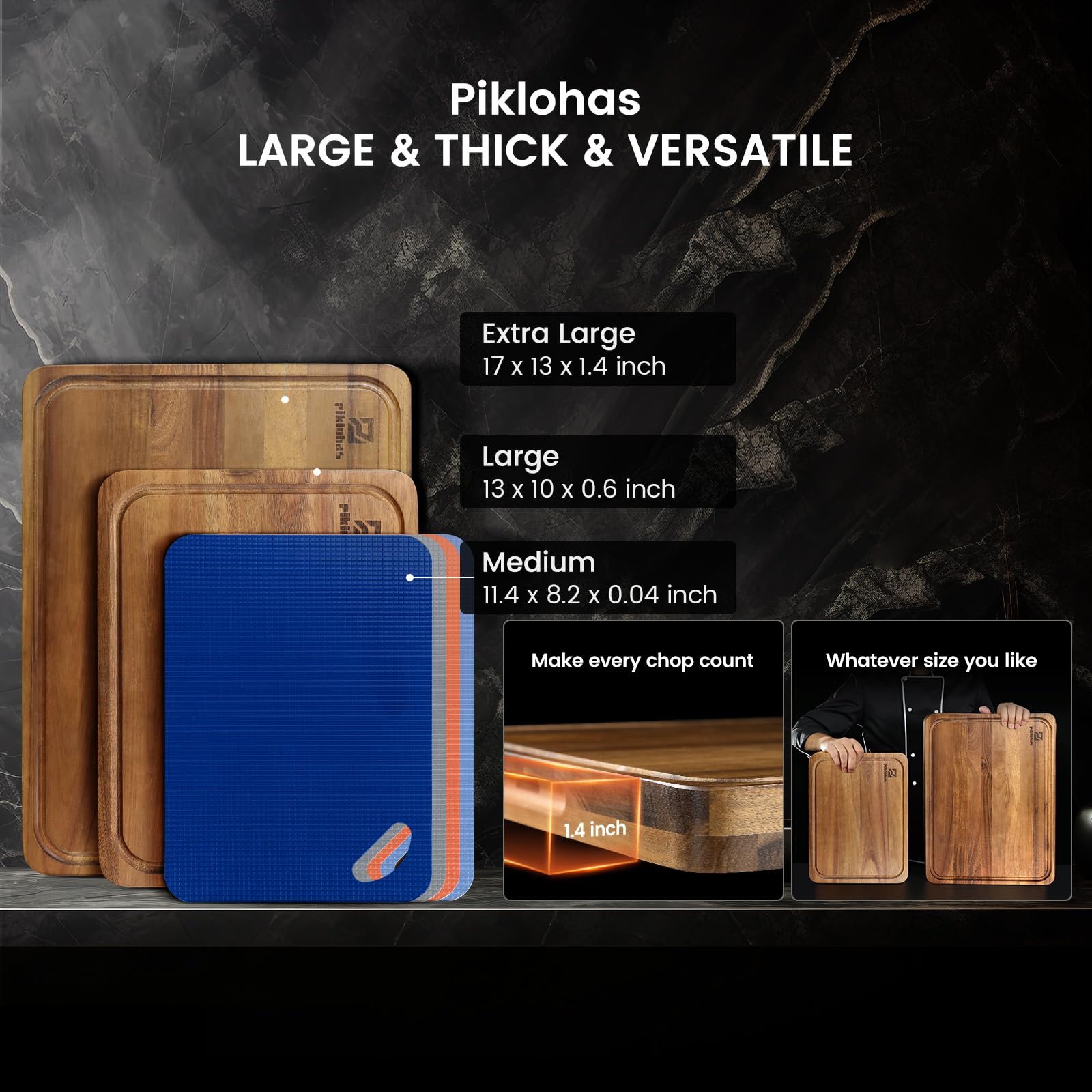 Piklohas FSC-certified wood board for sustainable, durable kitchen prep.