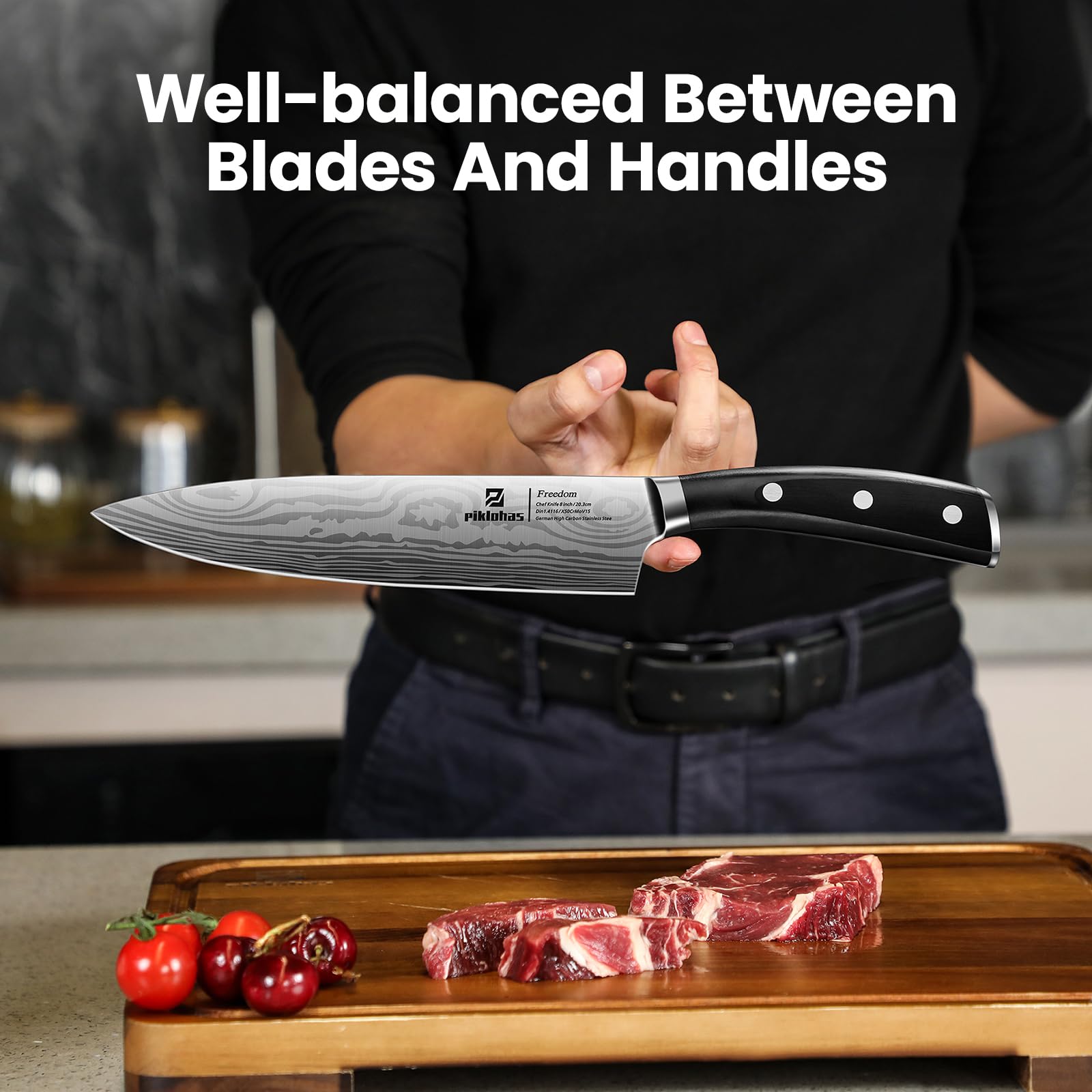 Piklohas block design protects blades and minimizes countertop scratches.