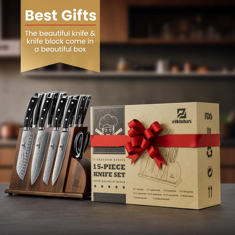 Piklohas knife set ships in a gift box, ideal for weddings and gifts.